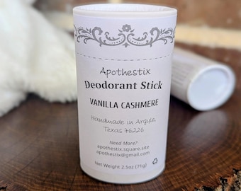 Desodorante en barra de magnesio sólido, aroma a vainilla y cachemira, sin bicarbonato de sodio, sin aluminio, control de olores, ecológico.