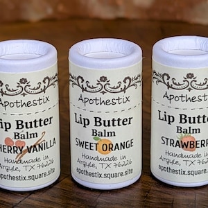 Lip Balm Set: Sweet Orange, Strawberry, Cherry Vanilla, Natural Ingredients, Eco-Friendly Push Up Tube (0.6oz Total)