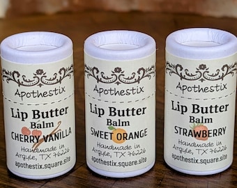Lip Balm Set: Sweet Orange, Strawberry, Cherry Vanilla, Natural Ingredients, Eco-Friendly