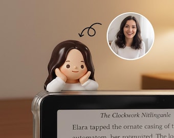 Custom Portrait Hipper, Personalized Dolly Figure, Handmade Resin Hipper, Cute Decor for Kindle, Phone, Laptop, Tablet, Ereader