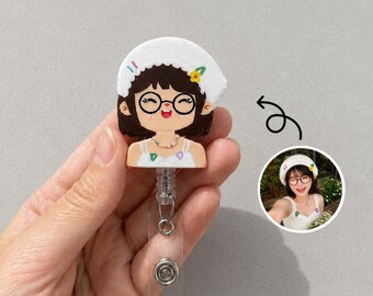 Custom Clay Profession Badge Reel, Handmade Clay Portrait From Photo, Personalized Occupational Gift