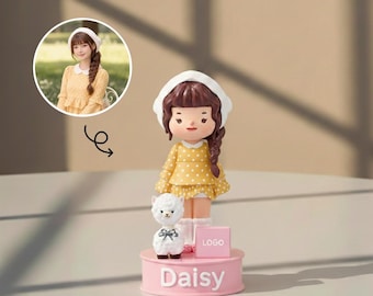 Custom Resin Figurine With Base, Personalized Doll from Photo, Personalized Bobblehead, Handmade  Cake Topper