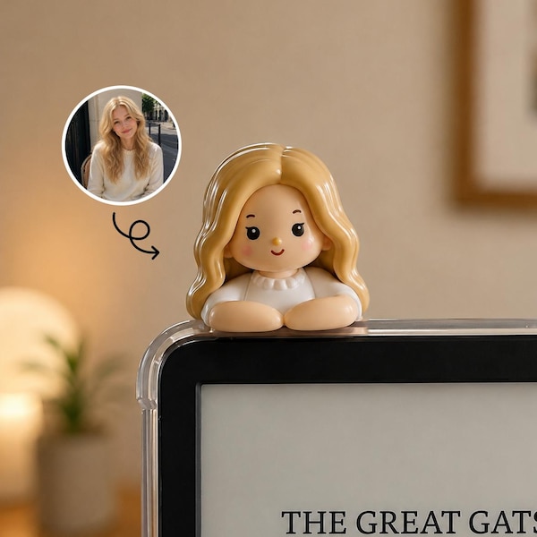 Personalized Clay Hipper, Custom Kindle Buddy, Handmade Peeker Hipper, Cute Decor for Kindle, Phone, Laptop, Tablet, Ereader