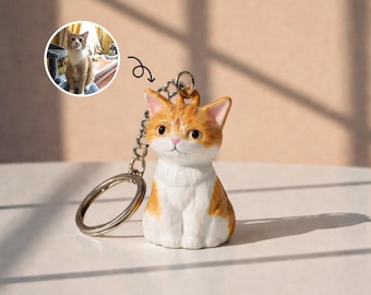 Personalized Pet Keychain, Custom Pet Portrait Keyring, 3D Dog Cat Keychain, Unique Gift for Pet Lovers