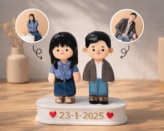 Custom Couple Figurine, Handmade Clay Dolls, Personalized Wedding Cake Topper
