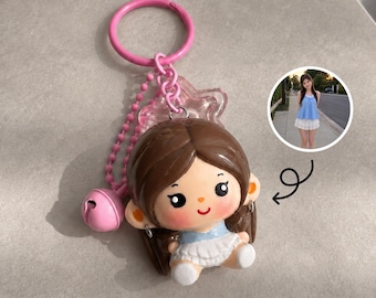 Personalized Clay Keychain, Custom Bobblehead Keychain, Handmade Mini Me Doll, Cute Couple Gift