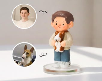 Custom Clay Figurine With Pet, Personalized Mini Sculpture, Handmade Pet Memorial Gift, Custom Cake Topper