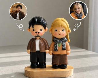 Custom Clay Couple Figurine, Personalized Polymer Clay Gift, Wedding Cake Topper, Anniversary Gift for Couple