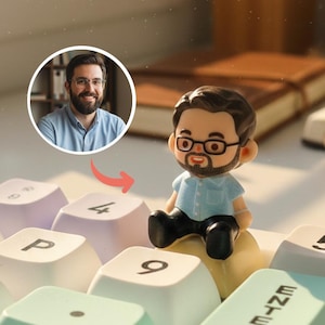 Tecla con retrato personalizado, Dolly personalizado, tecla artesanal de resina