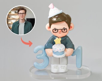 Benutzerdefinierte Geburtstags-Tonfigur, personalisierte Porträt-Puppe, Andenken-Geschenk