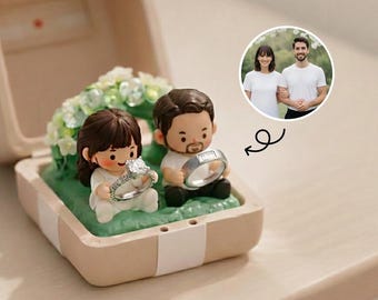 Personalized Wedding Ring Box, Custom Portrait Dolls, Handmade Resin Engagement Gift