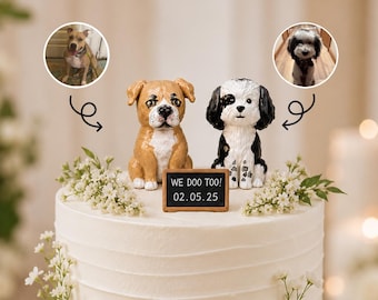 Personalized Pet Wedding Cake Topper, Custom Dog Cat Cake Topper, Handmade Resin Figurine, Unique Wedding & Anniversary Gift