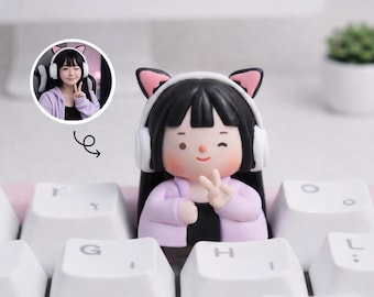 Benutzerdefinierte Porträt-Resin-Tastenkappe vom Foto, personalisierte Tastenkappe für mechanische Tastatur, handgefertigte Artisan-Tastenkappe für Cherry MX-Tastenkappe