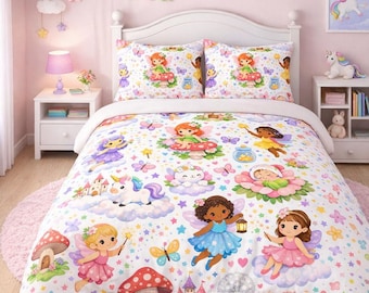 Juego de funda nórdica de jardín de hadas / Ropa de cama infantil caprichosa
