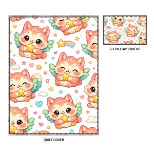 Juego de funda nórdica Fox Angel Stars de tres piezas / Funda nórdica con fundas de almohada imagen 2