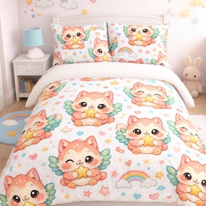 Juego de funda nórdica Fox Angel Stars de tres piezas / Funda nórdica con fundas de almohada imagen 1