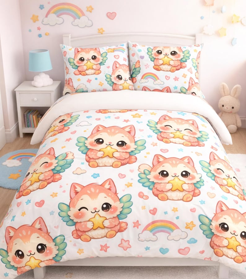 Juego de funda nórdica Fox Angel Stars de tres piezas / Funda nórdica con fundas de almohada imagen 1