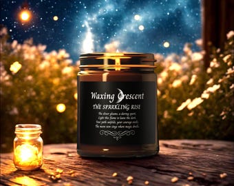 Chandelle croissante en forme de croissant | Bougie de soja parfumée Old World Magic vintage dans un pot d'ambre