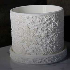 Vaso de planta em formato de floco de neve, vaso impresso em 3D com bandeja coletora incluída, para suculentas ou plantas de interior, tema de Natal, feriados, inverno, 10 cores!