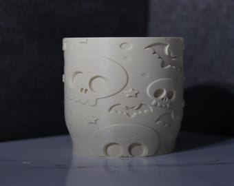 Cache-pot squelette/chauve-souris sur le thème d'Halloween, drainage parfait, imprimé en 3D, pour plantes succulentes ou plantes d'intérieur, plusieurs couleurs, cadeau parfait