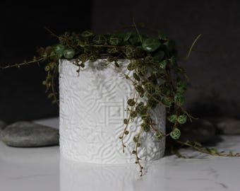 Floral Geometric Planter Pot, Modern 3D Printed Succulent Pot