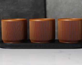 Vasi per piante "Trio" da 3 pollici con vassoio raccogligocce, drenaggio perfetto, stampati in 3D, per piante grasse o da interno, colori multipli, regalo perfetto