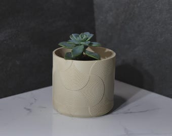 Maceta moderna con ondas y bandeja de goteo oculta, drenaje perfecto, impresa en 3D, para suculentas o plantas de interior, varios colores, regalo perfecto.