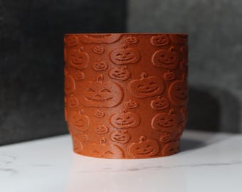 Halloween Themed Pumpkin Designed Planter Pot, Great Drainage, 3D Printed, For Succulents or Indoor Plants, Multiple Colors, Perfect Gift
