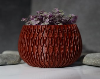Geometric Twist Planter Pot, Modern and Sleek, Great Drainage, 3D Printed, For Succulents or Indoor Plants, Multiple Colors, Perfect Gift