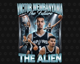 Vintage Victor Wembanyama T-Shirt Design: Basketball Graphic Tee Sublimation (PNG Digital Download)