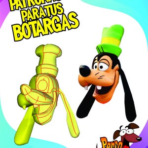 May include: A cartoon image featuring a 3D model of a character and a cartoon character with a green hat. The text "PATRONAJE PARATUS BOTARGAS" is at the top. The logo "Perro Bailarín" is at the bottom.