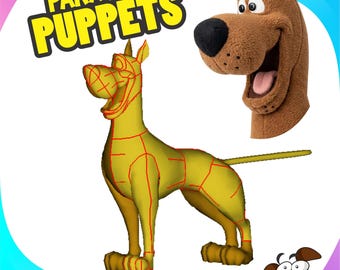 Modello di pupazzo di Scooby da realizzare in gommapiuma, stile teatrale