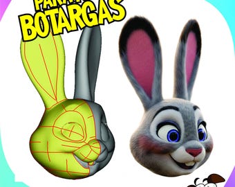 Modello della testa di Judy Hopps da realizzare in schiuma, stile mascotte