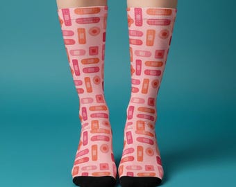Nurse Socks Bandaids, Funny Socks About Work, Gift for Healthcare Workers
