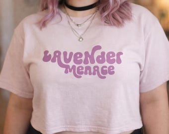 Lavendel Menace Crop Top, Retro Groovy Lesben Pride Shirt XS-XL