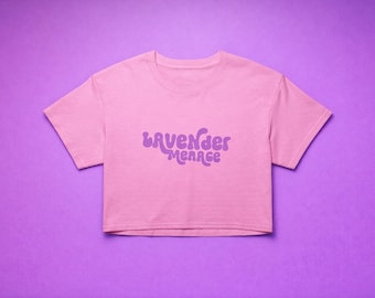 Lesbian Pride Crop Top - Lavender Menace 70s Retro Queer History Shirt - Radical Feminist Apparel