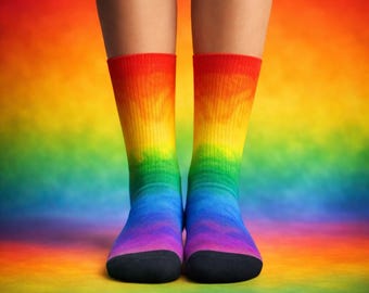 LGBTQ Socken - Regenbogen Gestreifte Crew Socken - Pride Feier Geschenk