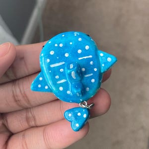 Handmade whale shark worry stone with dotted pattern detail
