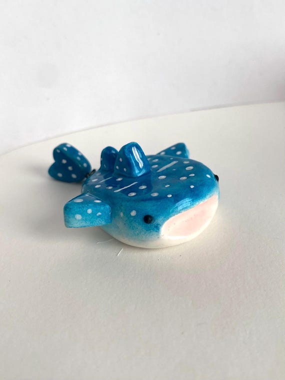 Whale Shark Worry Stone Handmade Clay Fidget Token Ocean Pocket Charm Stress Relief Stone