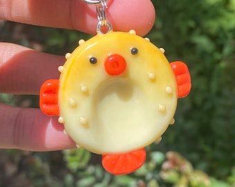 Pufferfish Worry Stone Fidget Keychain Handmade Anxiety Pocket Comfort Animal Sea Creature Gift