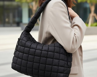 Large Capacity Women Tote Bag Lightweight Zipper Shoulder Handbag Everyday Street Style