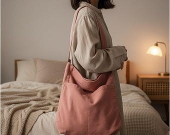 Canvas Crossbody Bag Lightweight Casual Shoulder Everyday Unisex Square Design Zippered