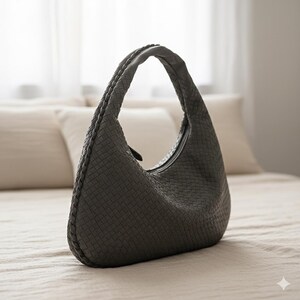 Woven Heart Shoulder Bag Large Capacity Everyday Tote Soft Romantic Gift Purse Women Handbag Dark Gray