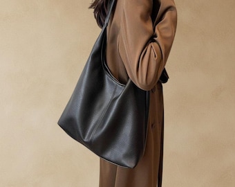 Large Capacity PU Leather Bucket Tote Bag Women Versatile Commuter Shoulder Handbag