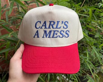Carls a Mess Embroidered Retro Trucker Cap, Funny Summer Fan Gift, Reality TV Inspired Hat,TV Show Vintage Distressed Snapback,Viral Dad Hat
