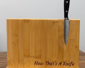 Portacuchillos magnético de bambú personalizado, organizador de encimera de cocina