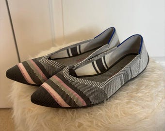 Rothy's The Point flats in Inverse Stripe colorway size 7