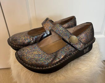 ALEGRIA PALOMA - Diseño estelar, zapatos Mary Jane iridiscentes talla 35