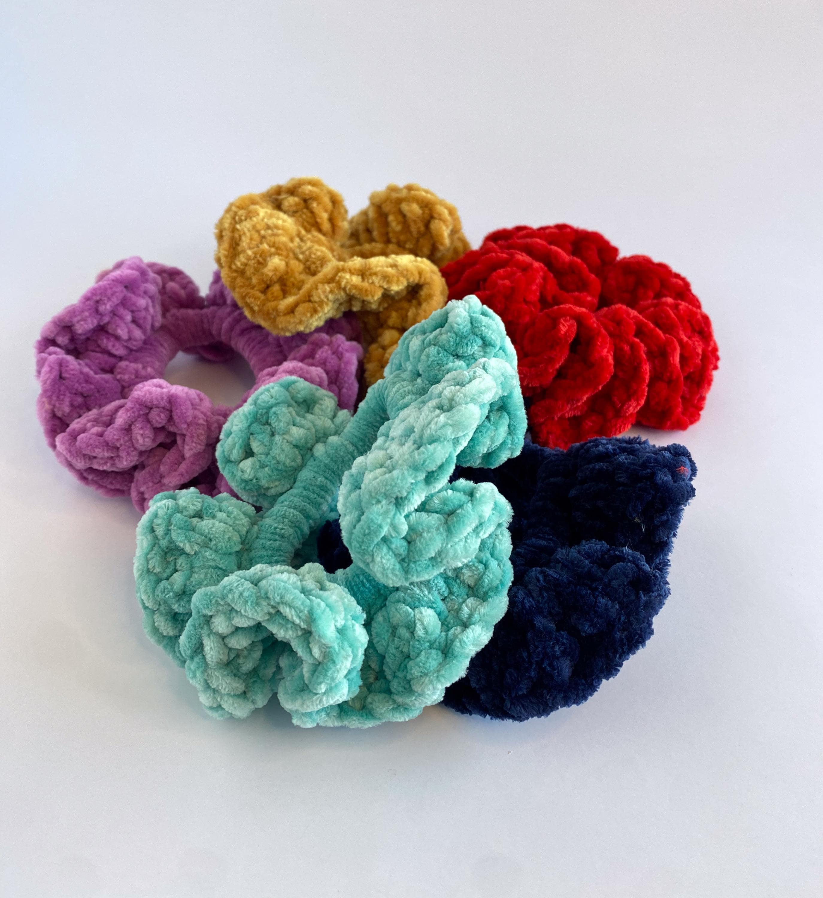 Crocheted Chenille Scrunchie Hair Tie