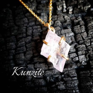 RAW KUNZITE Necklace | Natural Uncut Unpolished Earthmined Raw Rough Kunzite Pendant Necklace | 14k Gold Filled or 925 Sterling Silver